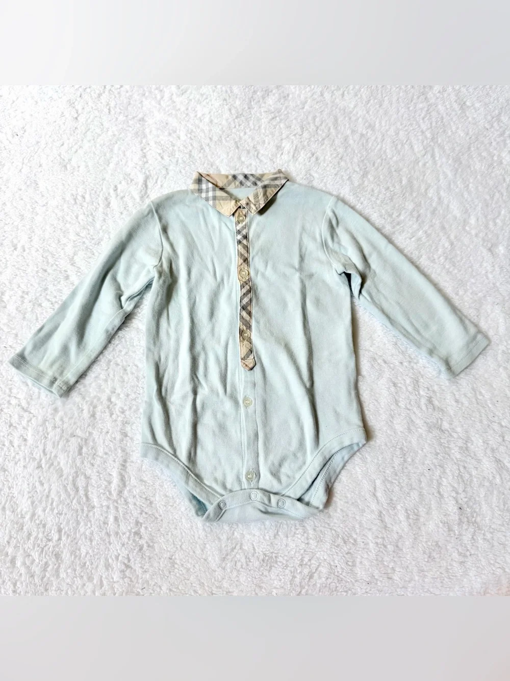 Burberry Baby Boy Onepiece Nova Check Plaid Rompers Beige 9m Infant blue Shirt